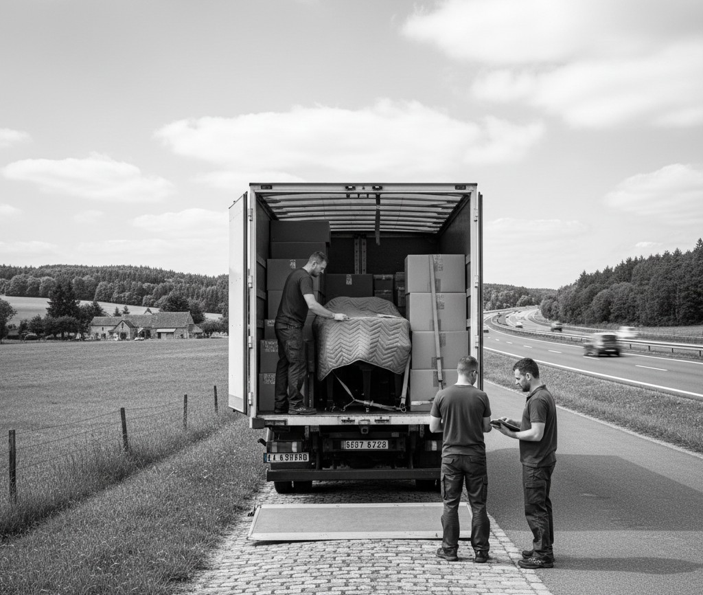 Déménagement piano Paris-Toulouse camion stationné route