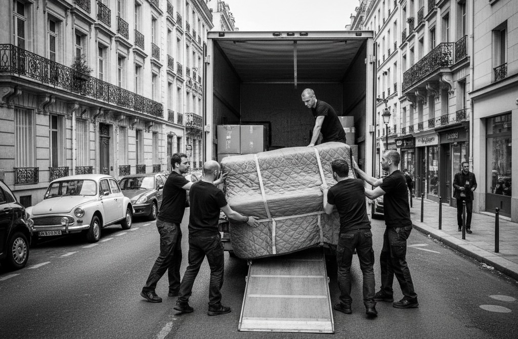 Déménagement piano Paris 15 camion rue Vaugirard Grenelle