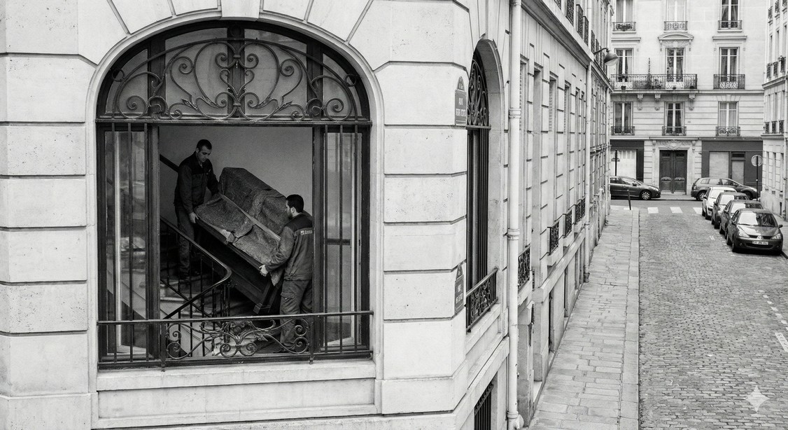 Déménagement piano Paris arrondissement escalier haussmannien