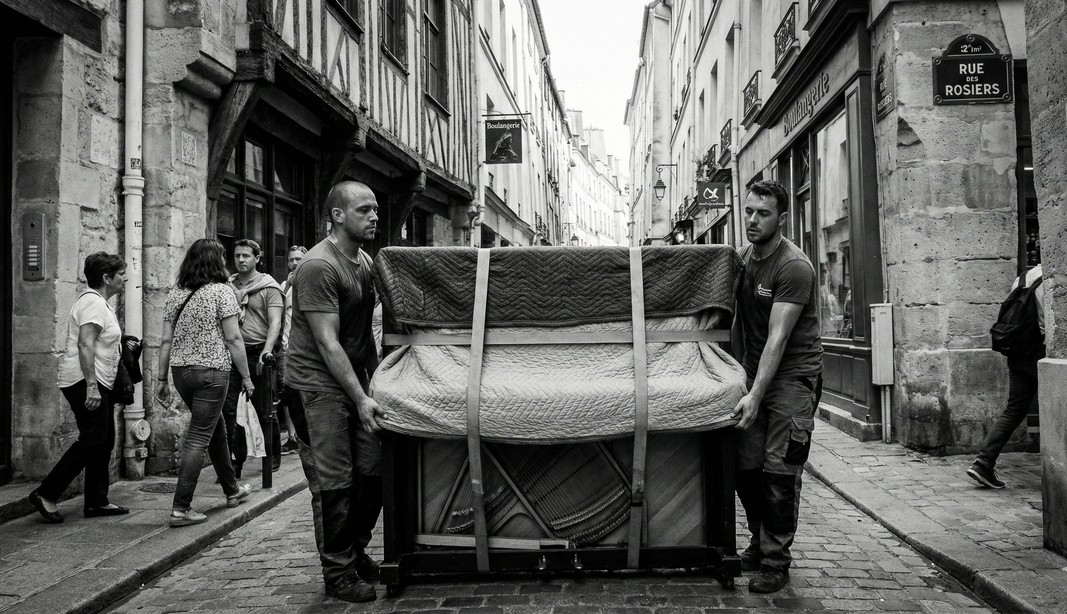 Transport piano Vaux-le-Pénil 77 – chargement camion protection