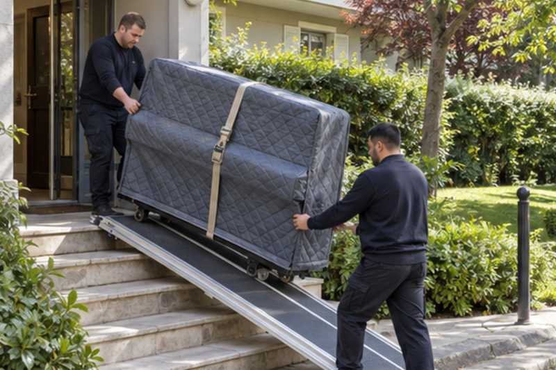 Piano droit sur une rampe au-dessus de quelques marches, Saint-Mandé