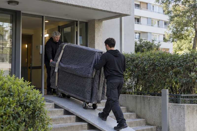 Piano droit sur une rampe au-dessus de quelques marches, Sceaux